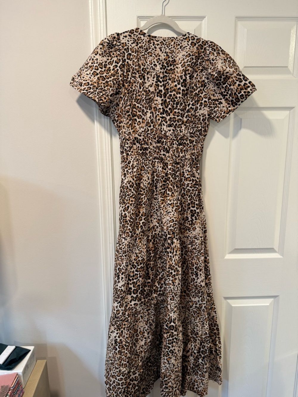 Anthropologie Leopard Print V-Neck Tiered Maxi Dress - Brown, Black, Cream - Picture 3 of 3